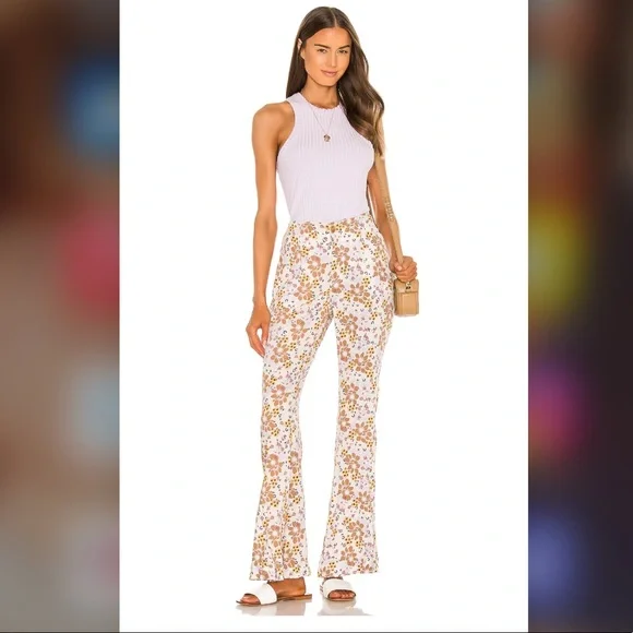 FREE PEOPLE Can't Take My Eyes Off Pant in Tea Combo - Picture 1 of 8